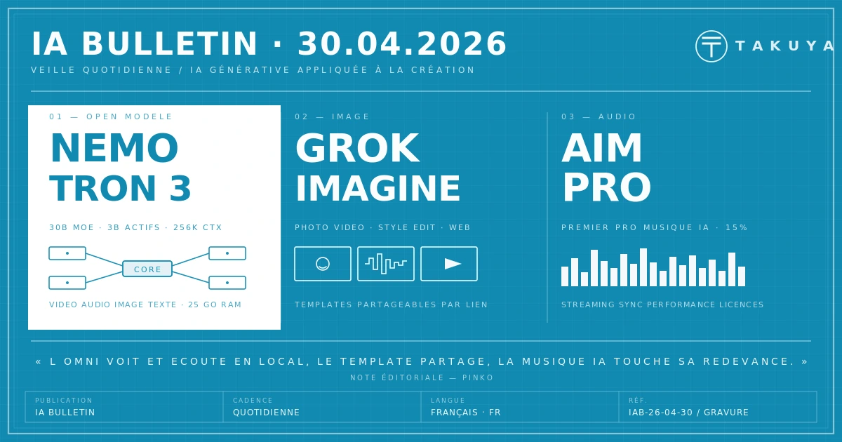 Blueprint IA Bulletin &mdash; 30 avril 2026