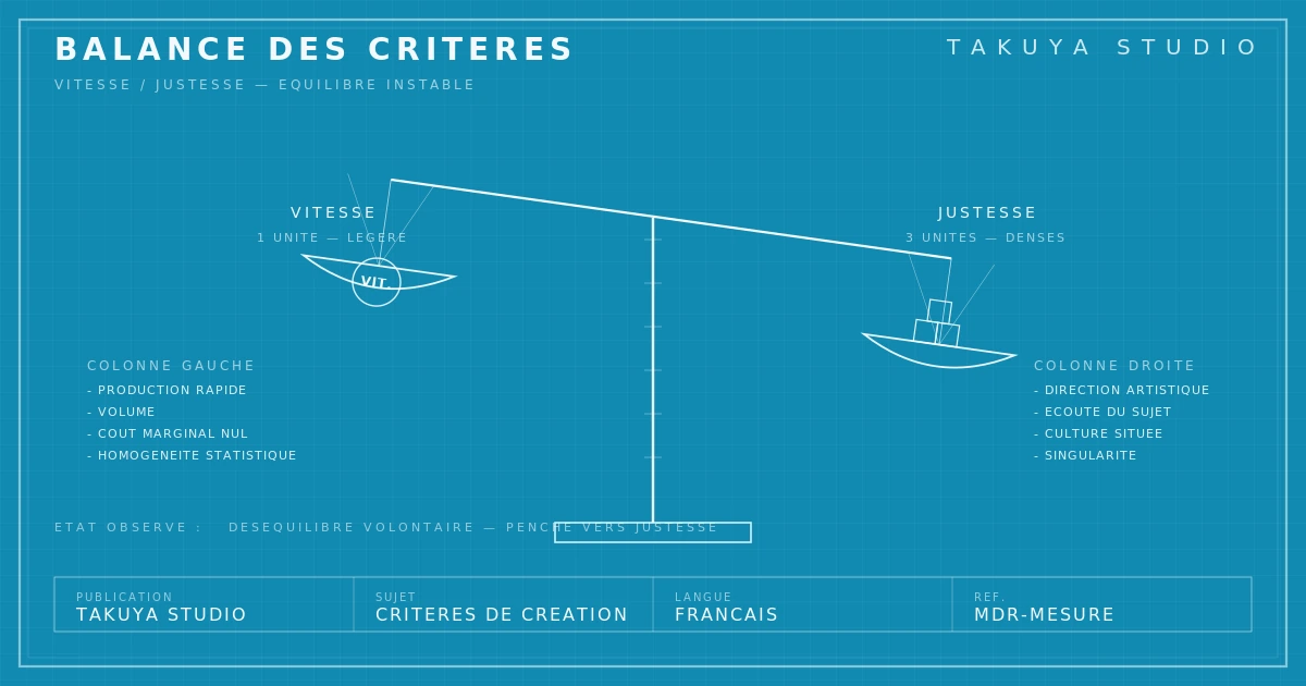 Blueprint — balance des critères : vitesse et justesse